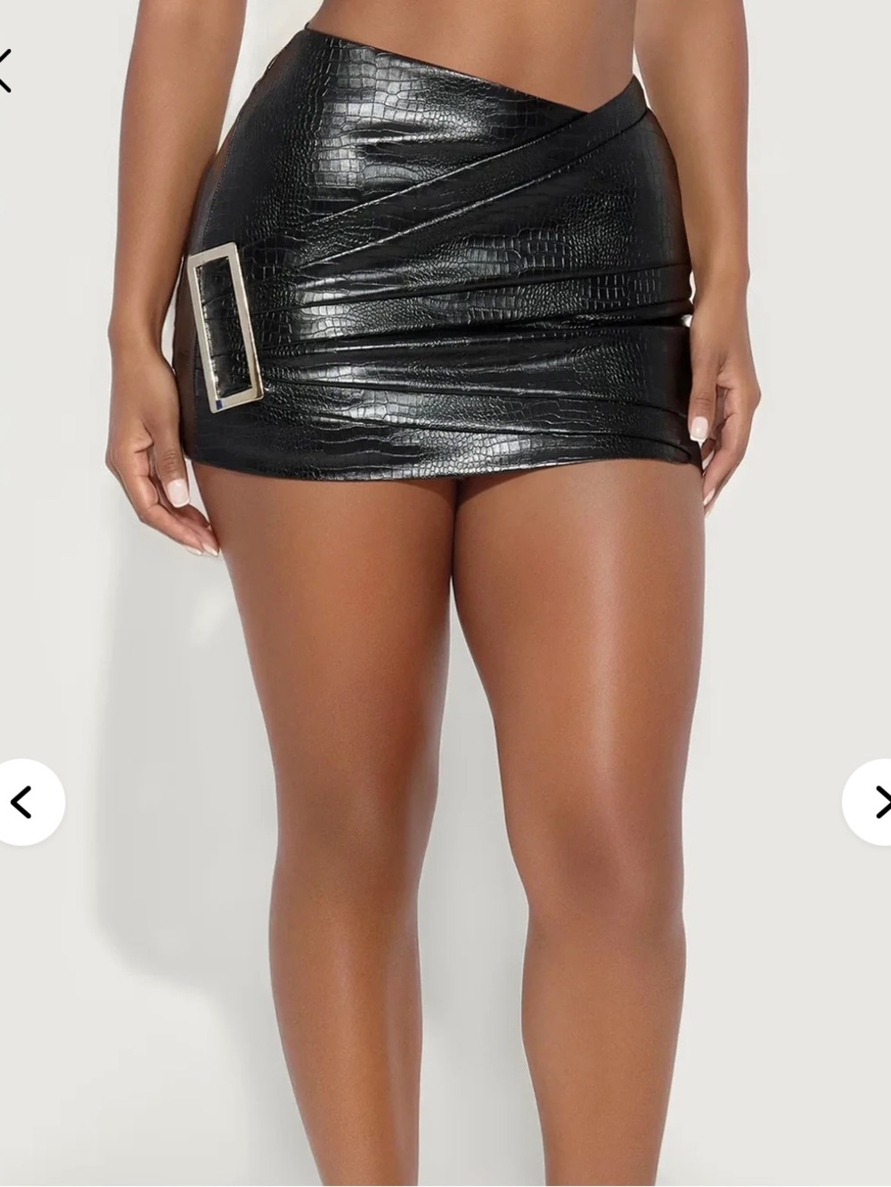 Fashion Nova Delia Oversized Buckle Croc Faux Leather Mini Skirt